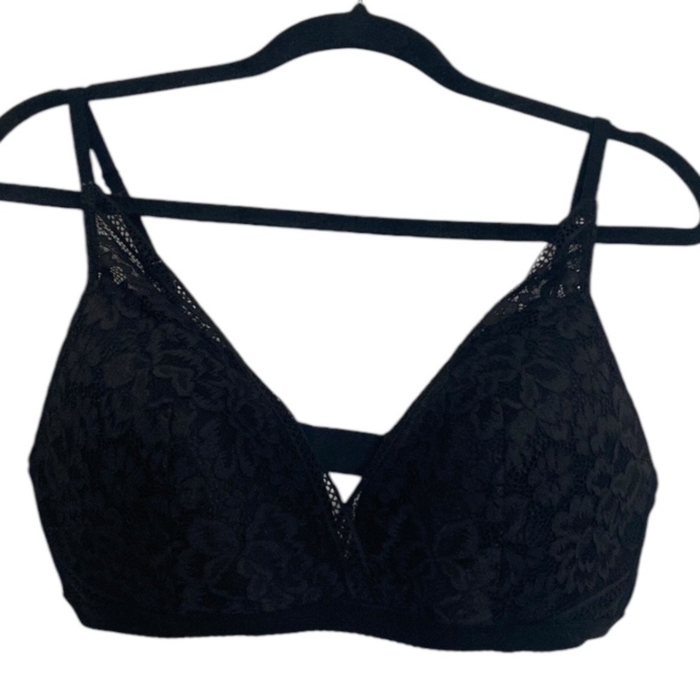 New Knix Bralette XXL Black Deep V Lace Wireless Light Support Bra 40C 40D 40B